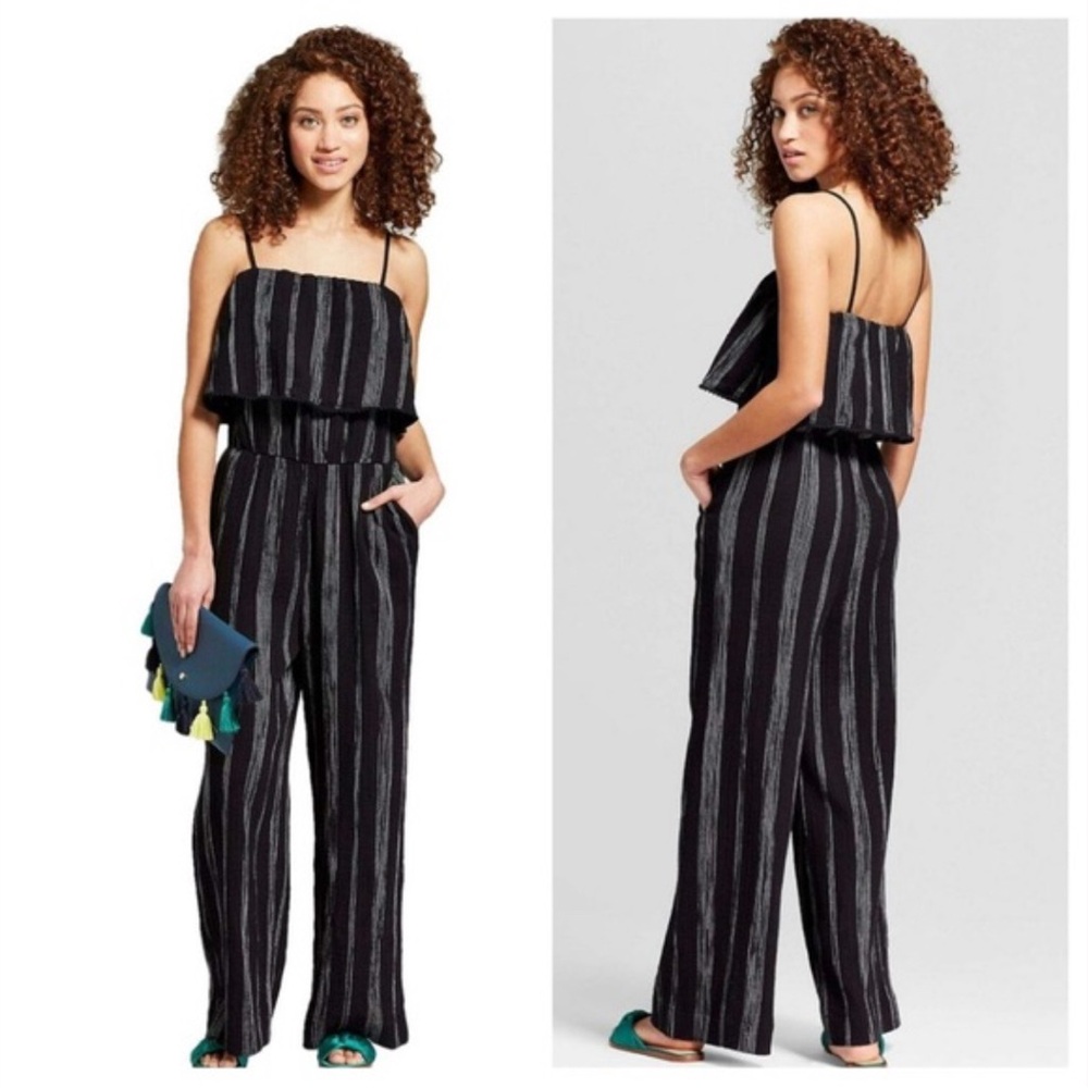 Target a new day Black and White Cotton Stripe Jumpsuit / Romper Women’s Size L
